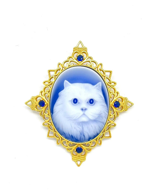 Cameo Brooch with Cute Kitty