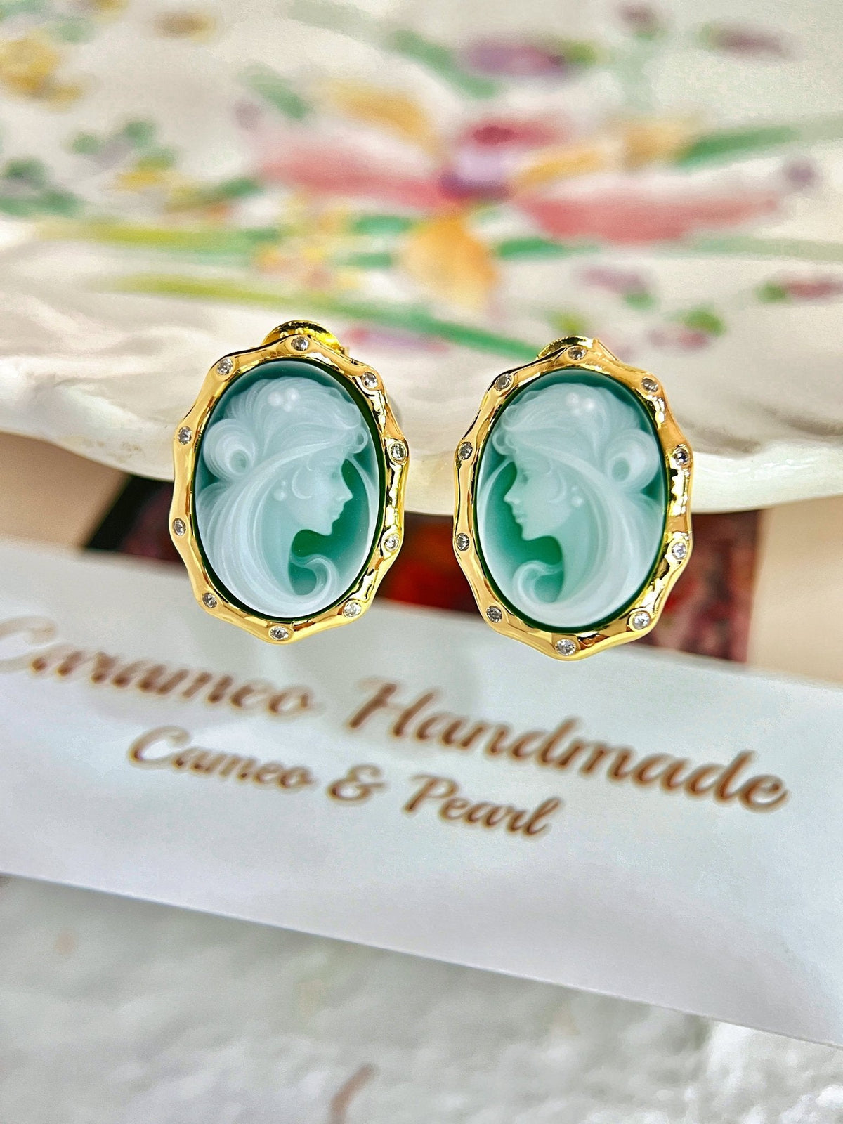 Cameo Earrings Vintage Inspired Greek Goddess - Carameo Jewels