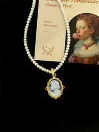 Cameo Pendant with Pearl Necklace Goddess - Carameo Jewels
