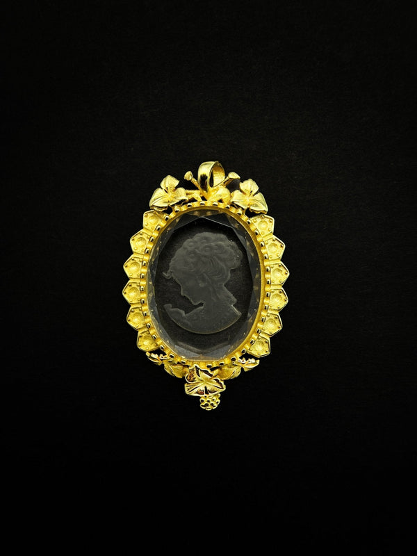 Clear Quartz Pendant Vintage Protrait - Carameo Jewels