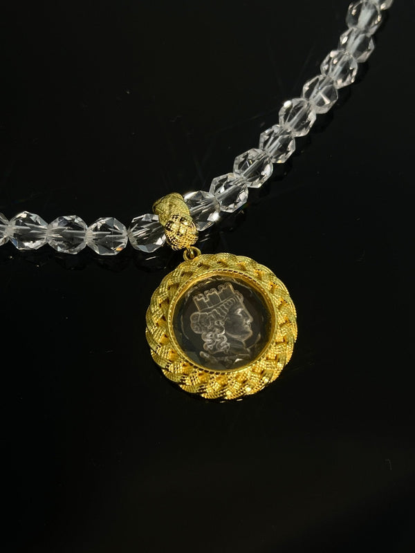 Crystal Necklace with Cameo Pendant - Carameo Jewels
