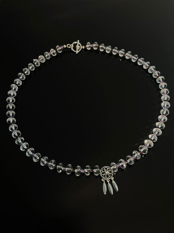 Crystal Necklace with Silver Dreamcatcher - Carameo Jewels