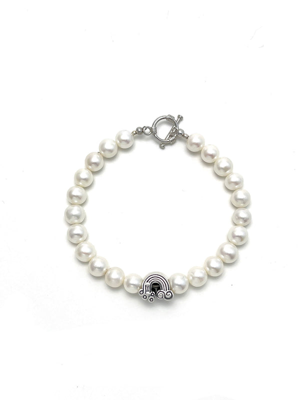 Freshwater Pearl Necklace Fine Silver Rainbow Bridge - Carameo Jewels