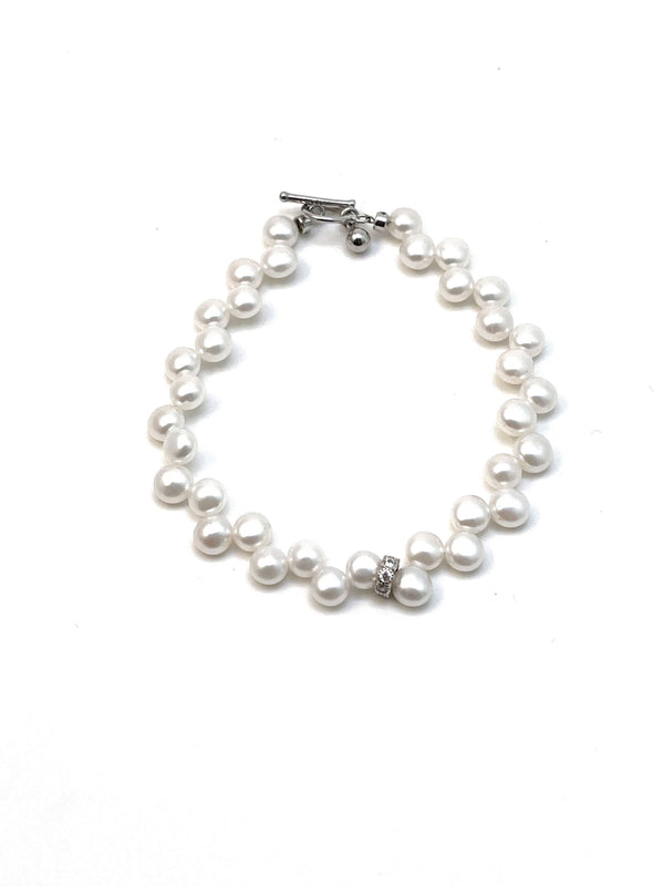 Side Braided Freshwater Pearl Bracelet - Carameo Jewels