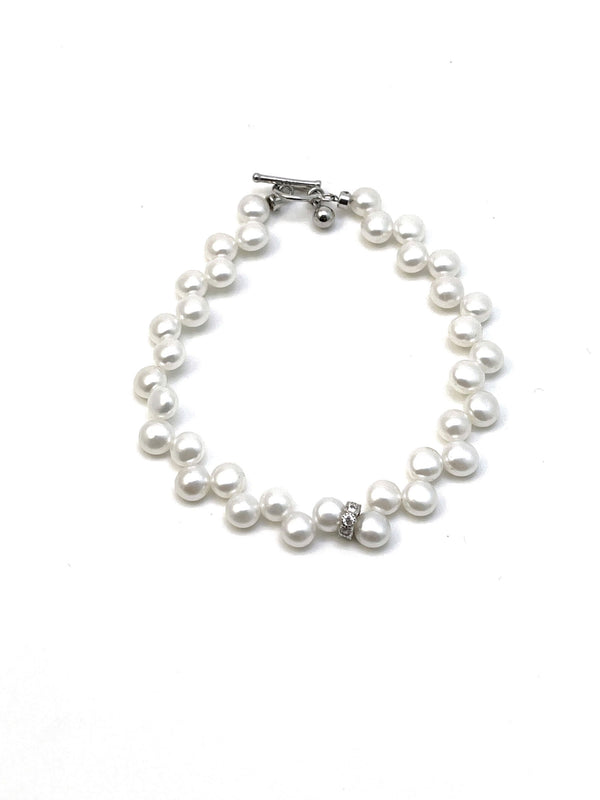 Side Braided Freshwater Pearl Bracelet - Carameo Jewels