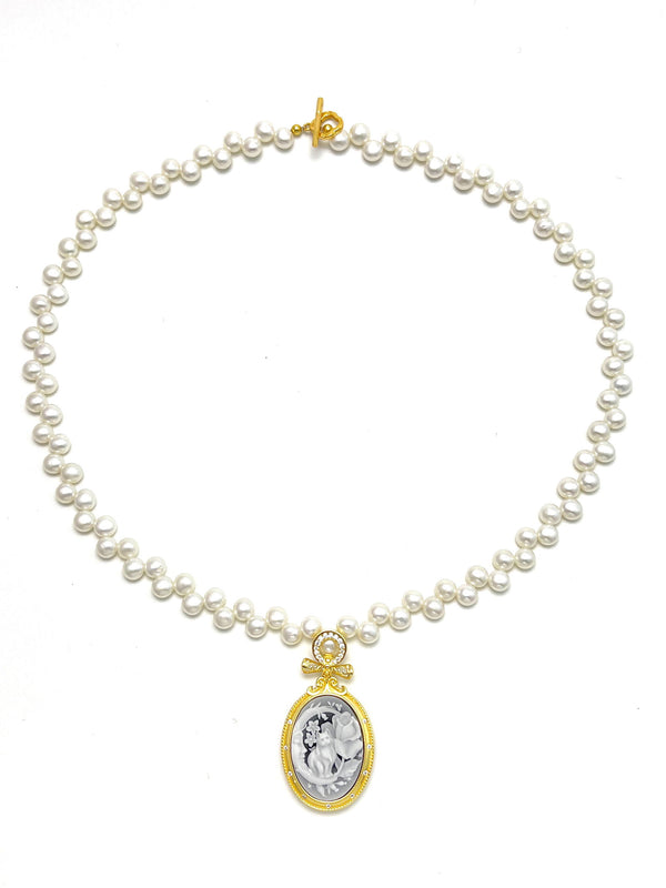Side Braided Freshwater Pearl Necklace - Carameo Jewels