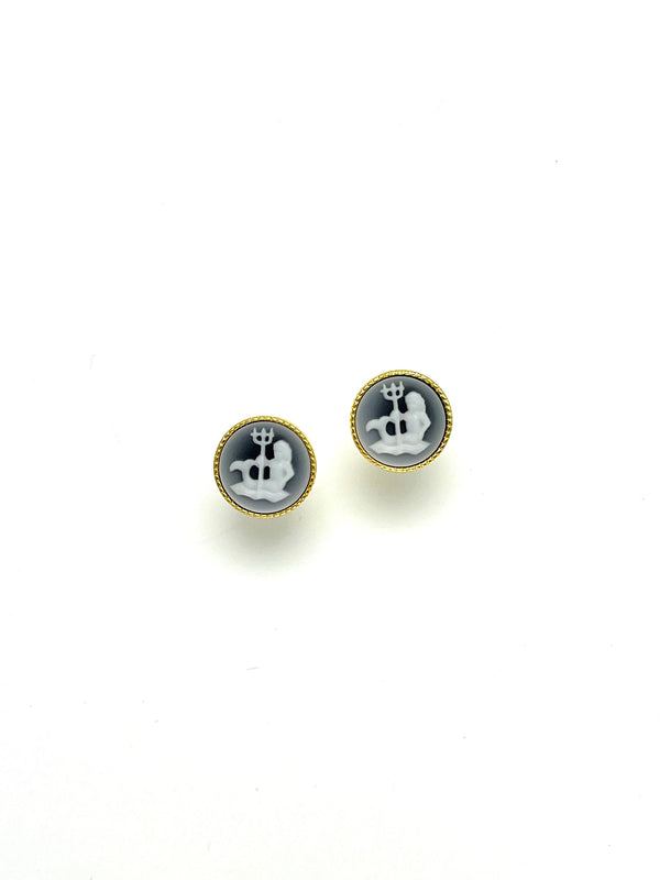 Zodiac Cameo Ear Studs AQUARIUS - Carameo Jewels