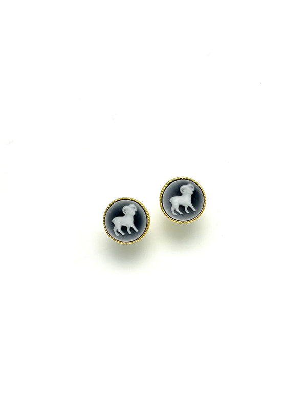 Zodiac Cameo Ear Studs ARIES - Carameo Jewels